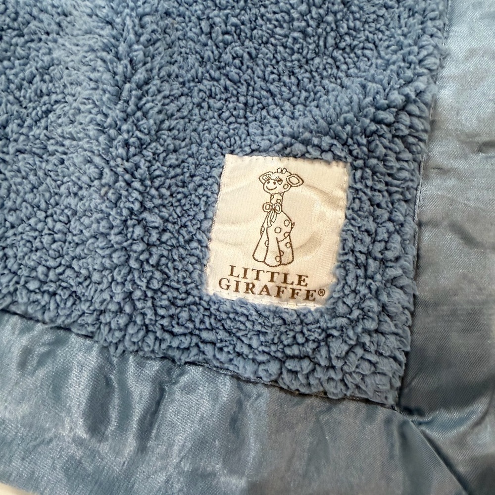 Little Giraffe Chenille Baby & Toddler Blanket (29" x 35") LIKE NEW Blue
